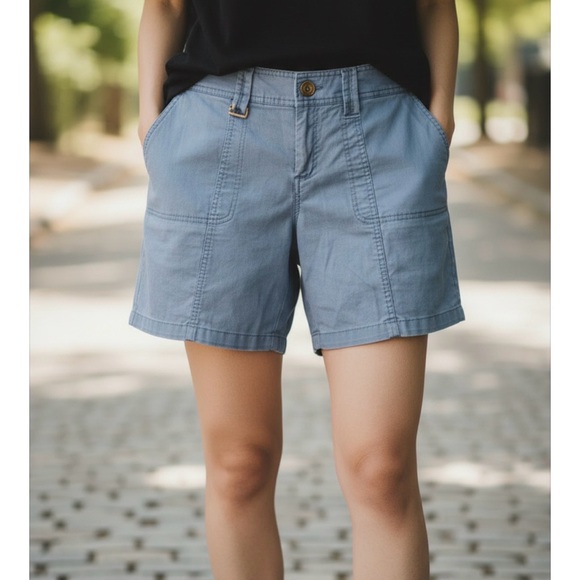 Women's French Blue Casual Cotton Utility Shorts by Aventura, size 10 - Picture 2 of 6
